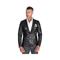 d'arienzo blazer veste cuir noir homme blouson élégante agneau cuir véritable made in italy luke 52/xl/noir