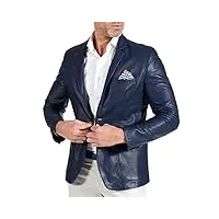 d'arienzo blazer veste cuir bleu foncé homme blouson élégante agneau cuir véritable made in italy luke 56/3xl/bleu