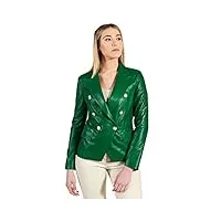 d'arienzo blazer en cuir vert agneau femme surveste à double rangée cuir véritable made in italy kelly xs/vert