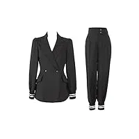 zzsrj fashion femme's pantalon ensemble de manches longues blazer blazer pantalons costumes bureau dames workwear 2 pièces vêtements for femmes (color : svart, taille : xl)