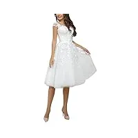 clla dress robe de mariée sans manches en dentelle pour femme - robe de mariée courte, blanc., 42