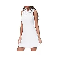 mofiz robe sans manche femme Été coton polo robe zippée de sport respirant tennis golf dress blanc m