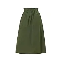 allegra k jupe trapèze vintage avec poches pour femme - taille élastique - 100 % coton, vert militaire, 40