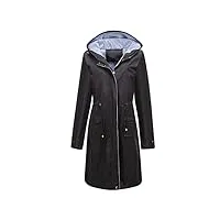 yunclos femme manteau imperméable elégant coupe-vent à capuche long veste de pluie slim fit couleur unie