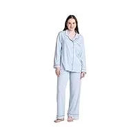 lapasa ensemble de pyjama femme chemise & pantalon coupe décontractée l103 bleu clair (long) m