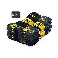 caterpillar 12 paires cat real work socks - chaussettes de travail femmes hommes chaussettes de travail chaussettes d'affaires bas taille 35-50 (43-46, color mix 1)