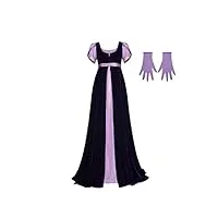 bridgerton – robe de costume de costumade avec peignoir – robe de régence victorienne – robe de bal taille empire pour femme (taille l, violet)