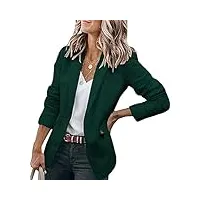 minetom femme blazer slim fit bureau affaires manches longues couleur unie veste costume manteau cardigan blouson vert s