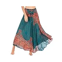 timemean jupe hawaii gypsy hippie femme décontracté taille élastique longue maxi jupes infinity convertible halter dress, vert, (timemeanjupe5584)