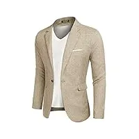 coofandy veste de costume pour homme, blazer, veste de sport, coupe régulière, costume pour homme, 1 bouton, veste uni, kaki, l