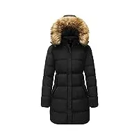 wenven manteau d'hiver long pour femme veste matelassée épaisse veste matelassée chaude parka d'hiver avec capuche en fausse fourrure