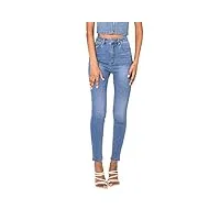 nina carter p190 jean pour femme coupe skinny taille haute effet usé, bleu clair (p190-5), m