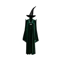 likungou adulte mcgonagall cosplay costume en velours magique wizard robe avec chapeau pointu pour femme halloween cape props (large)