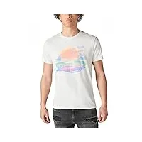 lucky brand t- shirt venice airbrush graphic chemise, blanc de blanc, l homme