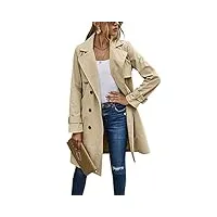 minetom trench-coat long pour femme trench couleur unie avec ceinture léger à double boutonnage coupe-vent printemps automne manteau a kaki s