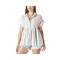 lucky brand chemise tunique babydoll pour femme, crème/multicolore, taille m