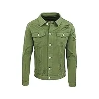 evoga blouson en jean pour homme casual denim blouson moto slim fit jacket, vert, l