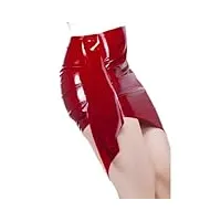 wjdt mini jupe courte en latex rouge faite sur mesure, red, s
