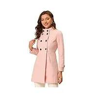 allegra k manteau d'hiver à col montant à double boutonnage avec poches inclinées pour femme, rose, m