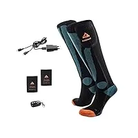 alpenheat chaussettes chauffantes fire-skisocks rc, black, 36-38 unisex