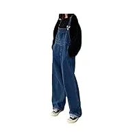 minetom combinaison femme salopette en jeans slim jumpsuit pantalon casual salopette à bretelles en denim avec poches d bleu foncé xl