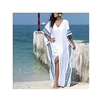 mgwye casual v coude côté fente plage robe d'été lâche tunique robe de rue for femmes (color : a, size : one size)