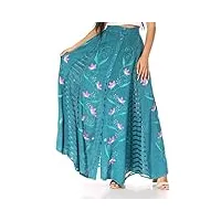 sakkas sk-21222 - sarita femme casual boho maxi floral jupe longue taille Élastique slim - turquoise - os