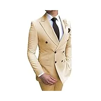 costume pour homme 2 pièces en dentelle à deux rangées pour smoking pour mariage (blazer + pantalon), champagne, xxl