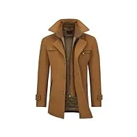 allthemen manteau homme en laine chaud court epais slim fit business hiver trench-coat avec un col accessoire jacket café 2xl