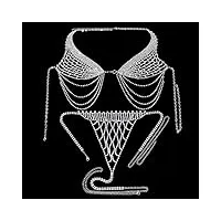 rosg chaînes de corps lingerie frange strass soutien-gorge chaîne fronde dames sexy mode bikini soutien-gorge string corps ensemble de bijoux