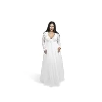 maxlora robes de mariée grande taille pour mariée – 46-32 uk – (2xl-10xl) – robe de mariée blanche à manches longues pour femme – robe de bal, blanc, 50