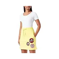 love moschino a-line skirt with 3 brand patches jupe trapèze, yellow, 38 aux femmes