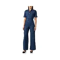 love moschino short-sleeved worker jumpsuit combinaison, dark blue denim, 48 aux femmes