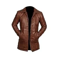 blazer en cuir véritable noir pour homme – veste de moto courte classique – manteau en cuir véritable pour homme, marron - manteau court en cuir, xxl