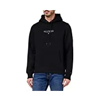 tommy hilfiger sweat à capuche homme hilfiger logo hoody en coton bio mélangé, noir (black), m [amazon exclusive]