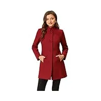 allegra k manteau d'hiver élégant à col montant pour femme - col montant - longueur mi-cuisse, rouge, 44