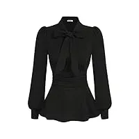 grace karin femmes victorien corset-style blouse vintage col montant à manches longues chemise hauts grande taille noir xl