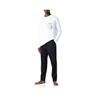 karl lagerfeld homme ikonik 2.0 - ensemble pyjama à manches longues, noir/blanc, m