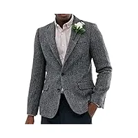 veste de costume classique en tweed pour homme coupe droite pour fête de mariage, gris, xxxxl