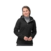 33,000ft veste softshell pour femme - imperméable et respirante - veste d'hiver en polaire - veste de mi-saison - veste fonctionnelle coupe-vent avec capuche, noir , m