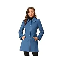 allegra k manteau d'hiver à simple boutonnage avec col peter pan pour femme, bleu marine, 44