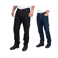 lee cooper workwear lcpnt239 pantalon de travail en denim stretch, noir, 32w x 31l homme