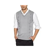 coofandy pull pour homme - col en v - gilet en tricot sans manches - pull d'hiver - coupe droite - sweat chaud pour hommes d'affaires, gris, xl