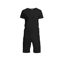通用 ensembles de pyjamas pour hommes modal casual top sleepwear summer thin shorts with pockets home pjs sets,noir,xl