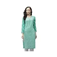 ada robe tunique indienne brodée à la main pour femme - a100287, vert mer, xl