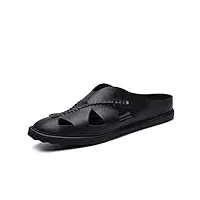 n/a slip sur les demi-chaussures for hommes en cuir microfibre décontracté. (color : black, size : 8code)