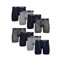 reebok men's active underwear - sport soft performance boxer briefs (8 pack), size x-large, navy/grey/print