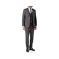 xposed costume vintage 3 pièces à carreaux gris pour homme [suit-roger-grey-64eu]