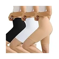 innersy shorty anti frottement cuisse femme culotte sport short sous robe boxer cycliste 3 lot (l, blanc/beige/noir)