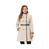 allegra k manteau long avec ceinture d'hiver à double boutonnage pour femmes beige s